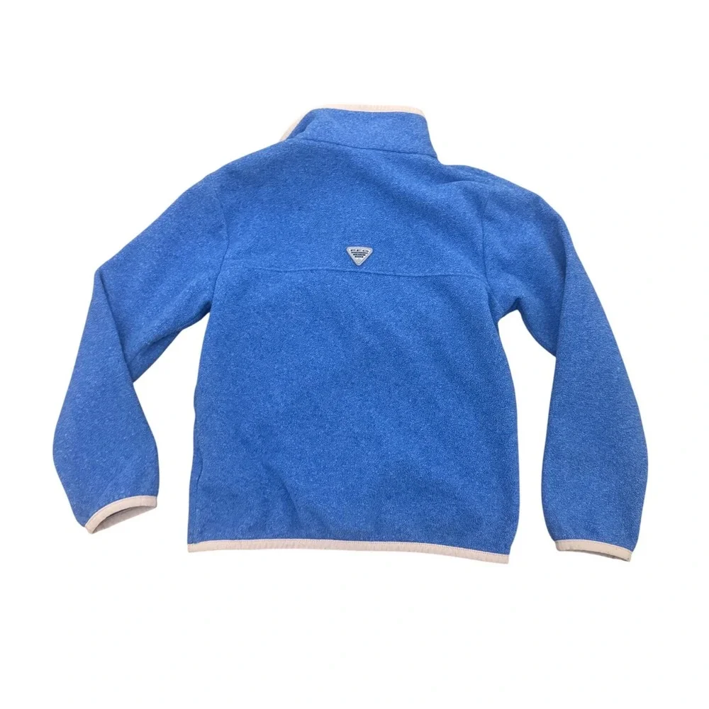 Columbia PFG Girls Blue‎ Fleece Snap Pullover Sweater XS 6/7 Mock Neck Pocket